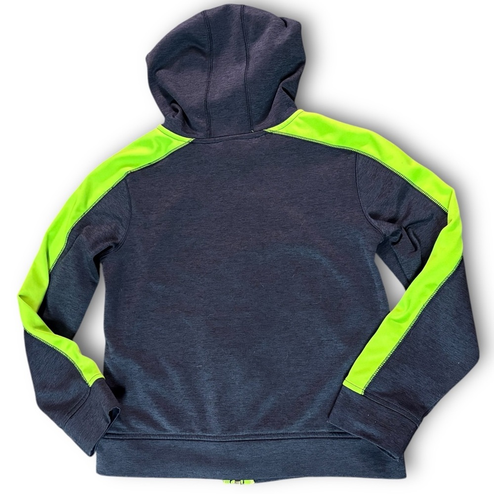 Boys Blue Green Adidas Hooded Hoodie Zip Up Sweatshirt Size Small 8 - Picture 4 of 4